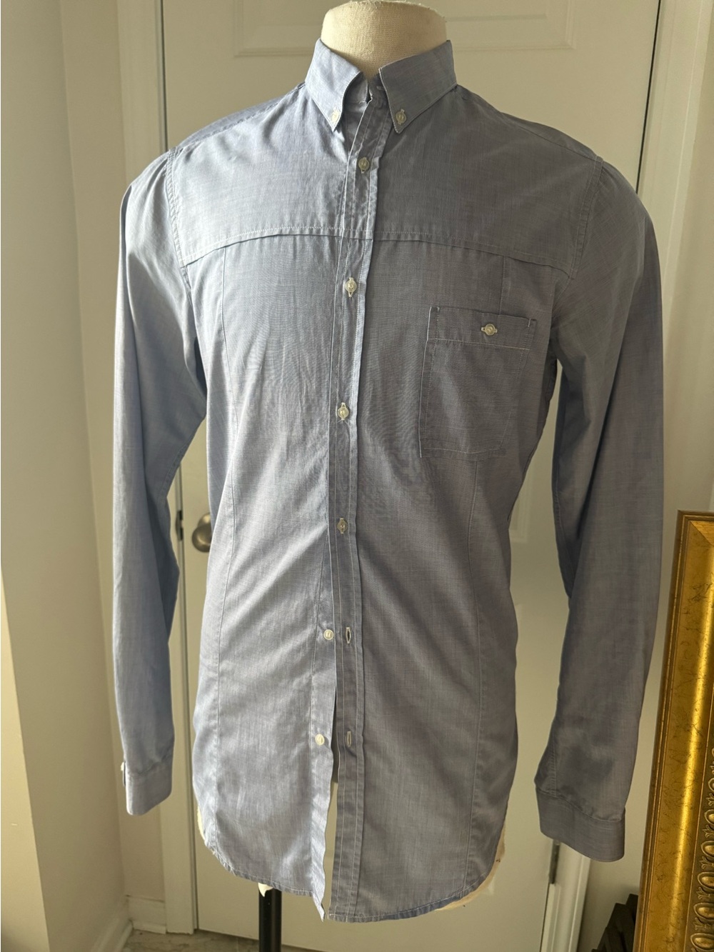 Golden Goose Men's Blue Button-Down Shirt in Light Blue